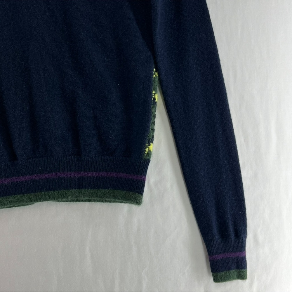 Juicy Couture Sweater Womens XS Crochet Granny Square Cardigan Retro Navy Green - Picture 12 of 12